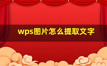 wps图片怎么提取文字