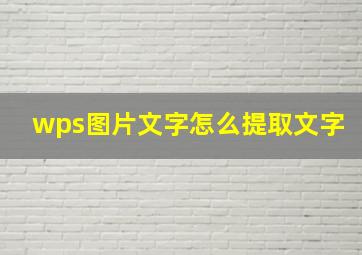 wps图片文字怎么提取文字