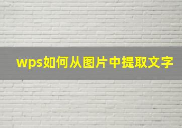 wps如何从图片中提取文字