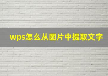 wps怎么从图片中提取文字