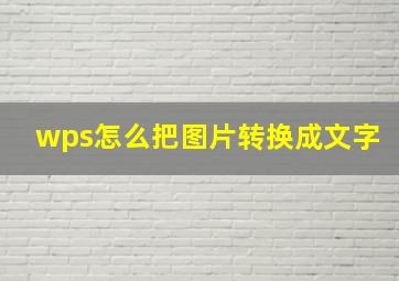 wps怎么把图片转换成文字