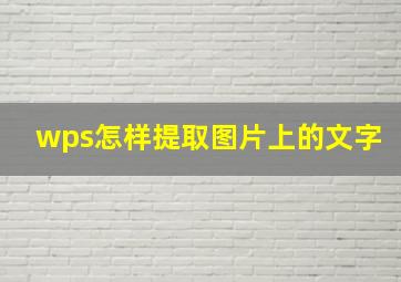 wps怎样提取图片上的文字