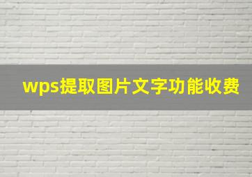 wps提取图片文字功能收费