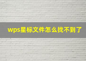 wps星标文件怎么找不到了