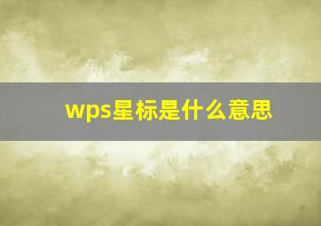 wps星标是什么意思