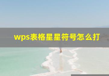 wps表格星星符号怎么打