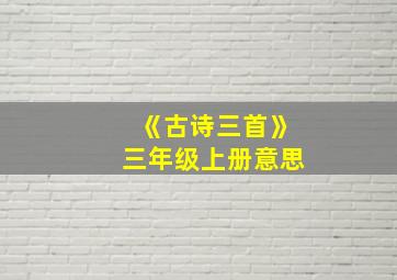 《古诗三首》三年级上册意思