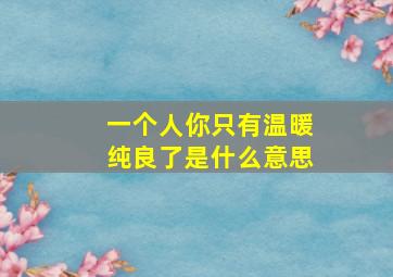 一个人你只有温暖纯良了是什么意思