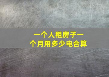 一个人租房子一个月用多少电合算