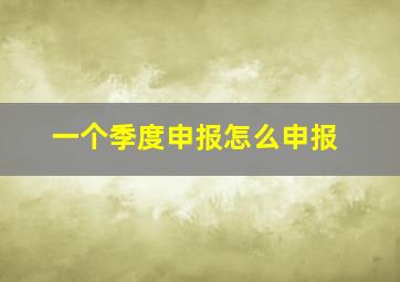 一个季度申报怎么申报