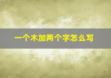 一个木加两个字怎么写