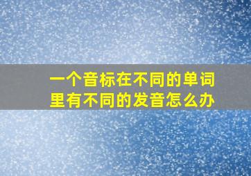 一个音标在不同的单词里有不同的发音怎么办