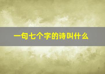 一句七个字的诗叫什么