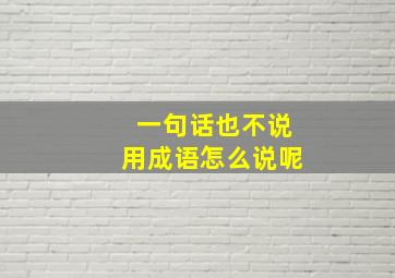 一句话也不说用成语怎么说呢