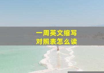 一周英文缩写对照表怎么读