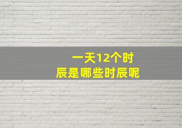 一天12个时辰是哪些时辰呢