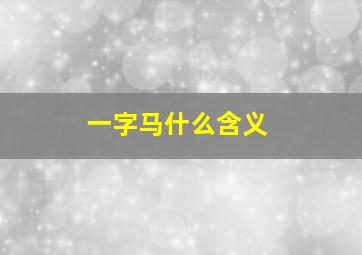 一字马什么含义