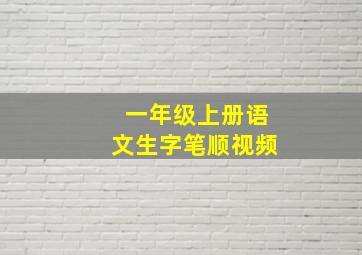 一年级上册语文生字笔顺视频