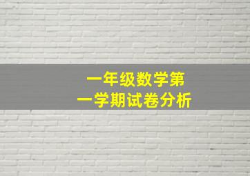 一年级数学第一学期试卷分析