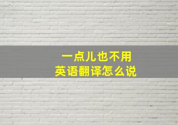 一点儿也不用英语翻译怎么说