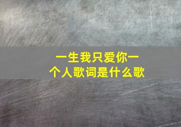 一生我只爱你一个人歌词是什么歌