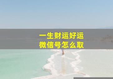 一生财运好运微信号怎么取