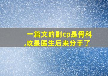 一篇文的副cp是骨科,攻是医生后来分手了