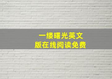 一缕曙光英文版在线阅读免费