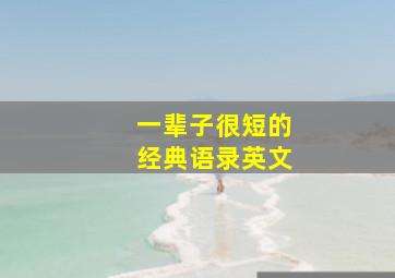 一辈子很短的经典语录英文