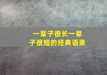 一辈子很长一辈子很短的经典语录