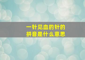 一针见血的针的拼音是什么意思