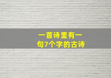 一首诗里有一句7个字的古诗