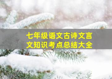 七年级语文古诗文言文知识考点总结大全