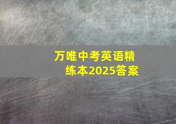 万唯中考英语精练本2025答案