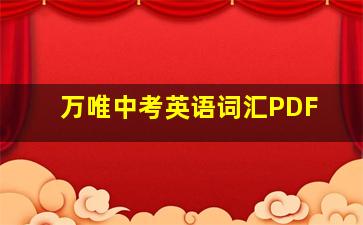 万唯中考英语词汇PDF