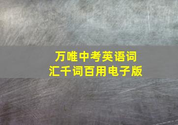 万唯中考英语词汇千词百用电子版