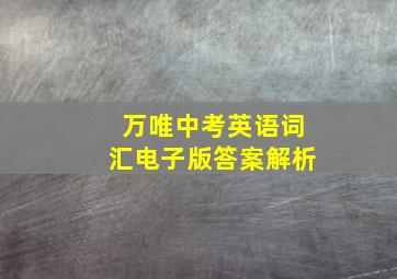 万唯中考英语词汇电子版答案解析