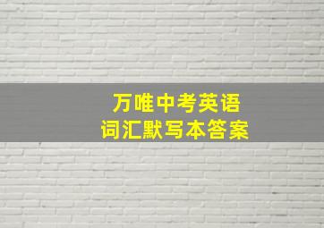 万唯中考英语词汇默写本答案