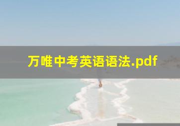 万唯中考英语语法.pdf