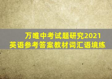 万唯中考试题研究2021英语参考答案教材词汇语境练