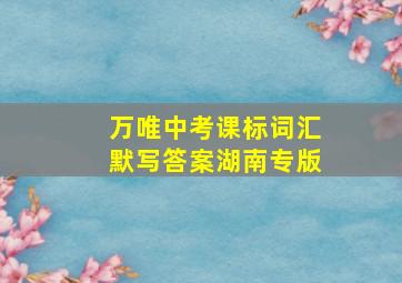 万唯中考课标词汇默写答案湖南专版