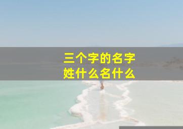 三个字的名字姓什么名什么