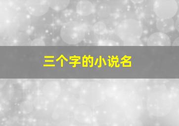 三个字的小说名