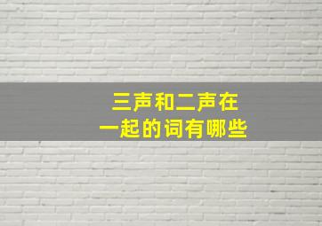 三声和二声在一起的词有哪些