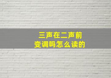 三声在二声前变调吗怎么读的