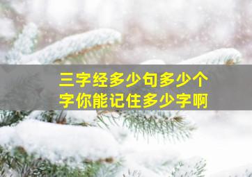 三字经多少句多少个字你能记住多少字啊