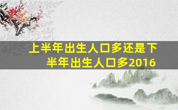 上半年出生人口多还是下半年出生人口多2016