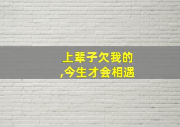 上辈子欠我的,今生才会相遇