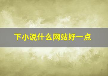 下小说什么网站好一点