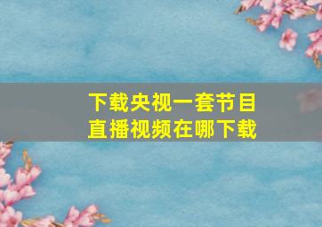 下载央视一套节目直播视频在哪下载